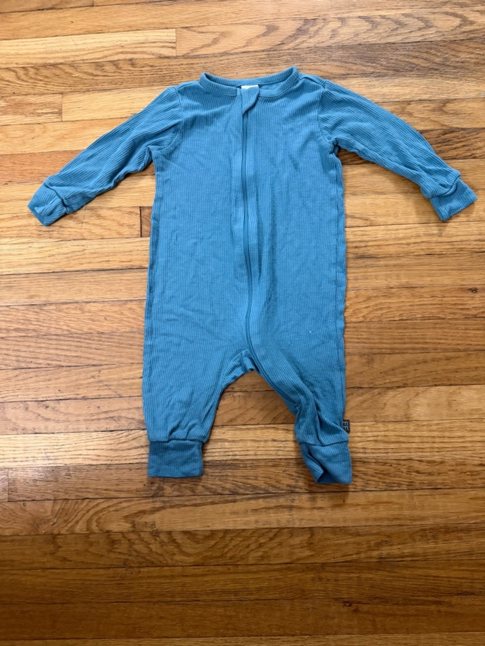 Modern Moments 3/6 Turquoise Blue Ribbed viscose Zip-Front Baby One-Piece